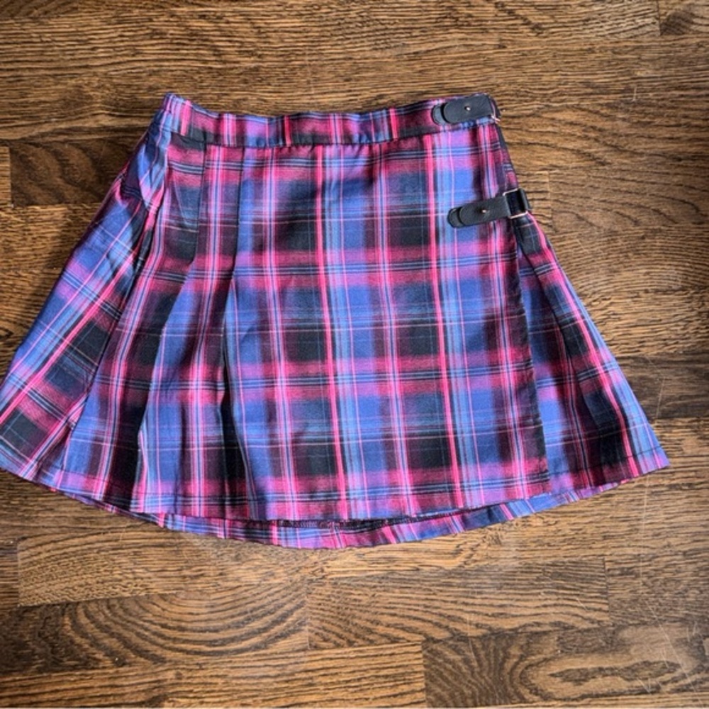 Kidpik Plaid Skirt Girls Size 10 Blue Pink Lined School Style
